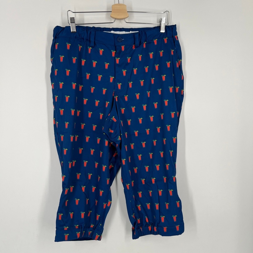 Tipsy Elves Mens Golf Knickers Bloody Mary Cocktail Print Navy Blue Size XL